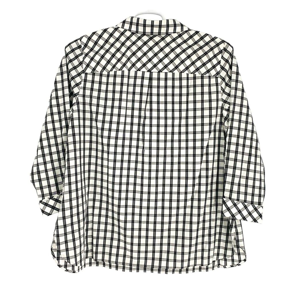 Talbots Women's Blouse Plus Size 16W Plaid Black Pullover 1/4 Button Long Sleeve - Picture 14 of 14